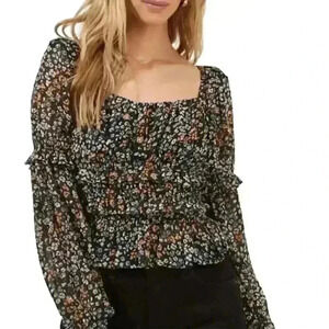 ASTR THE LABLE FAIRFIELD Floral Top
 Black Size Small